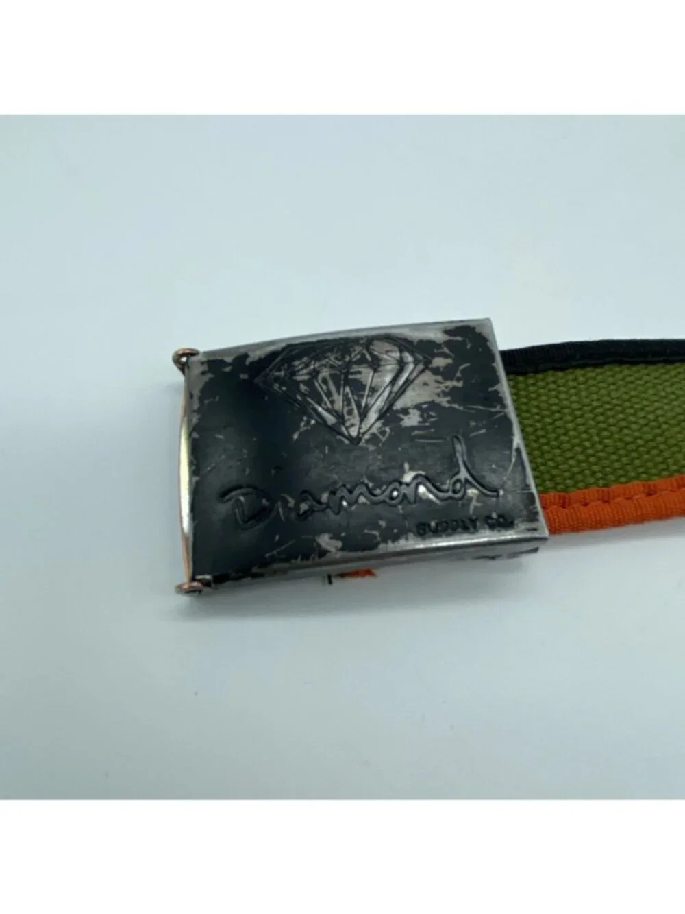 Diamond Green Black Orange Slip Thru Adjustable Belt Men’s Size M